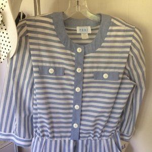 lue and White Striped Long Maxi Dress